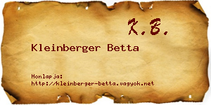 Kleinberger Betta névjegykártya